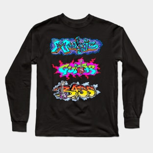 Music,guitar and Bass Graffiti urban art by LowEndGraphics Long Sleeve T-Shirt